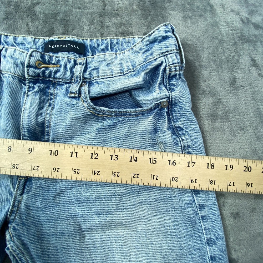 Aeropostale Baggy Jeans Womens 4 Blue Distressed Y2K Low Rise Denim Light Wash - Picture 5 of 9